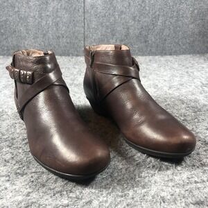 Abeo Abby Ankle Boots Womens 8 N Brown Leather Studded Strap Zip‎ Comfort